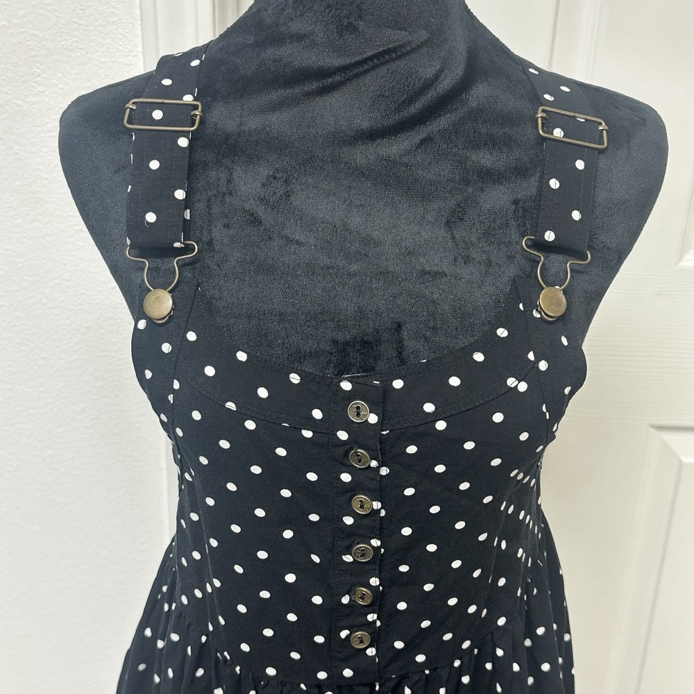 Overalls Dress Pinafore Women's Small Polka Dot Mini Jumper Adjustable Straps - Picture 4 of 11